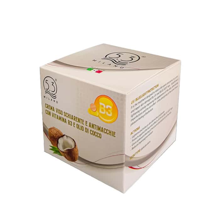 Crema Viso Schiarente e Antimacchie con vitamina B3 e Olio di Cocco 50ml